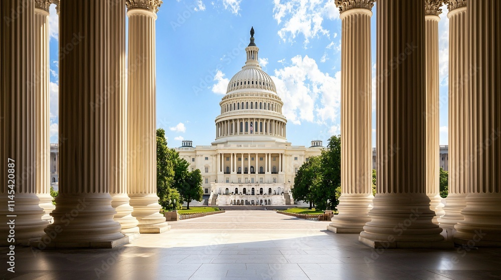 Fototapeta premium Capitol building viewed through columns.