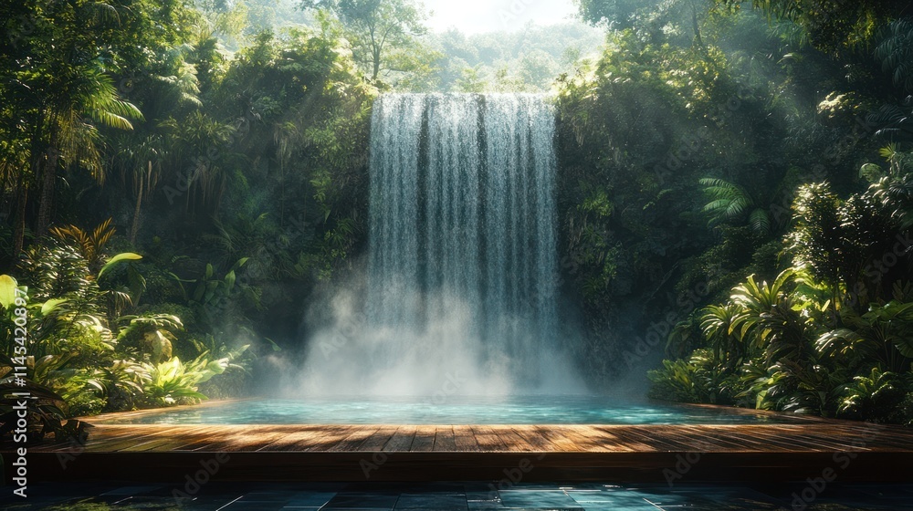 Waterfall Oasis in a Lush Jungle Setting Waterfall Oasis in a Lush Jungle Setting