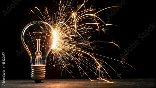 Macro Welding Sparks Forming Light Bulb Symbolizing Ideas Creativity Industrial Innovation
