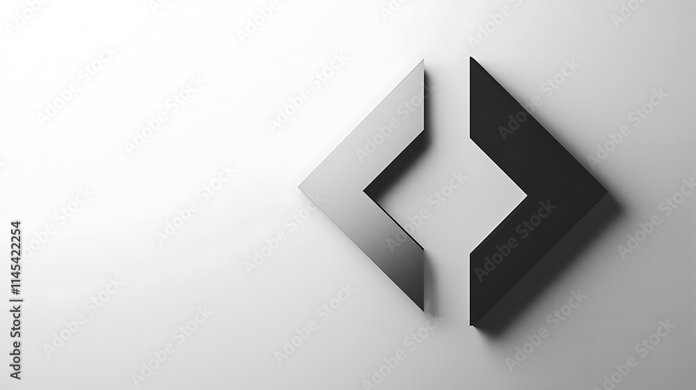 Fototapeta premium A silver and black diamond shape with a white background