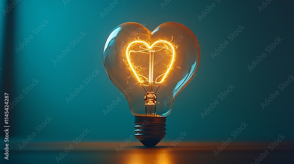 Heart Shaped Lightbulb Illuminates With Warm Glow Heart Shaped Lightbulb Illuminates With Warm Glow