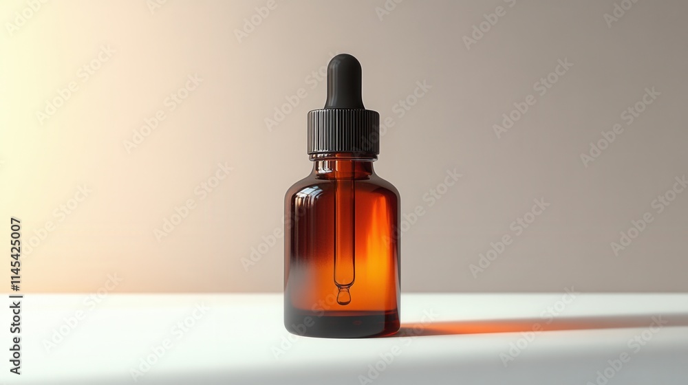 A brown glass dropper bottle with a black lid, commonly used for essential oils or serums. A brown glass dropper bottle with a black lid, commonly used for essential oils or serums.