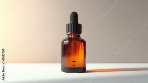 Wallpaper Mural A brown glass dropper bottle with a black lid, commonly used for essential oils or serums. Torontodigital.ca