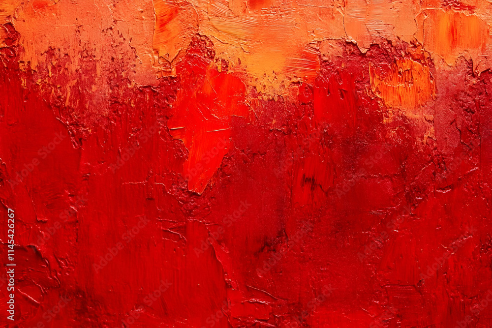 Obraz premium Abstract textured artwork featuring vibrant shades of red and orange.