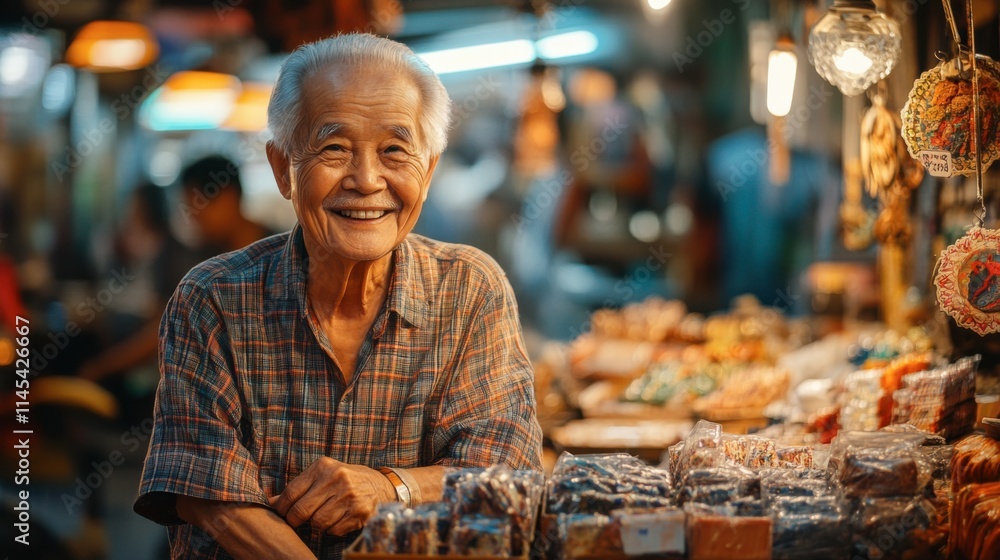 Night Market Vendor's Warm Smile Night Market Vendor's Warm Smile