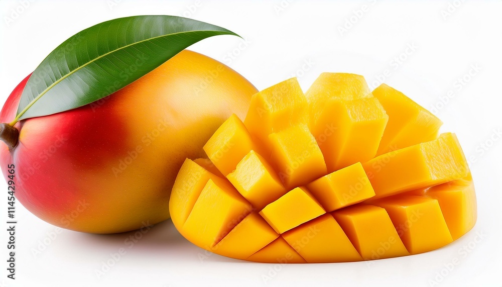 Ripe mango with vibrant yellow flesh, ready to eat. Ripe mango with vibrant yellow flesh, ready to eat.
