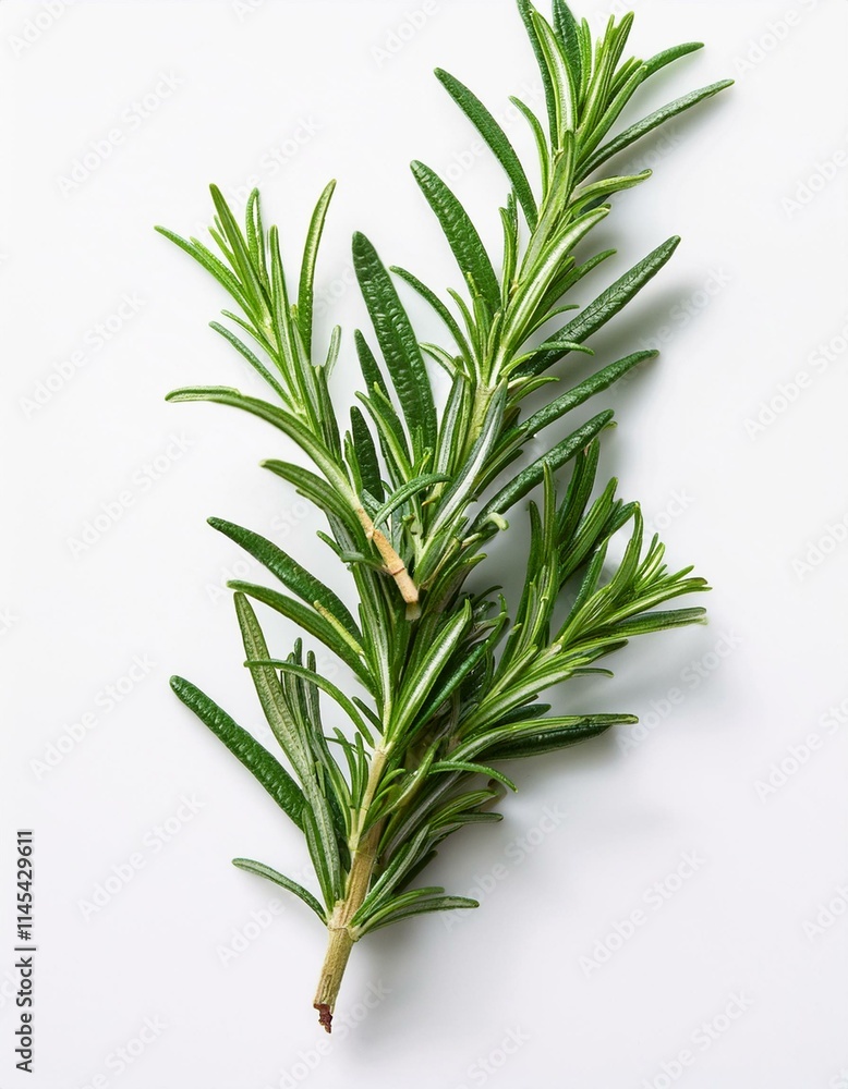 Fresh rosemary sprig on white background. Aromatic herb, culinary ingredient. Fresh rosemary sprig on white background. Aromatic herb, culinary ingredient.