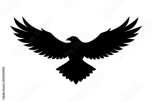 A flying eagle flat vector design silhouette on white background