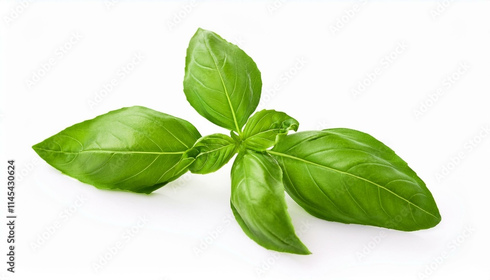 Fresh green basil sprig isolated on white background. Fresh green basil sprig isolated on white background.