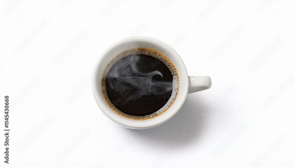 Steam rises from a cup of black coffee. Steam rises from a cup of black coffee.