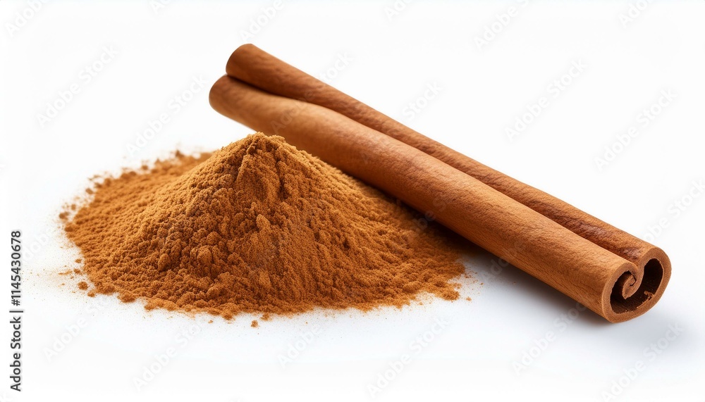 Ground cinnamon and cinnamon sticks. Aromatic spice. Ground cinnamon and cinnamon sticks. Aromatic spice.