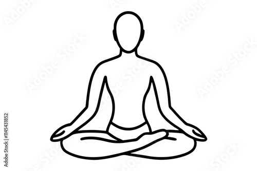A person meditating silhouette illustration on white background