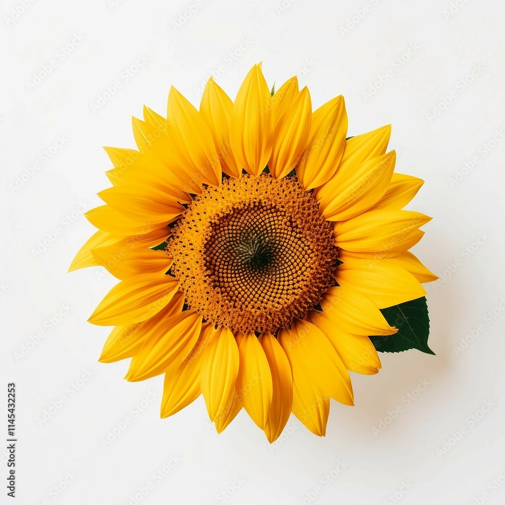 Fototapeta premium unflower, Isolated white background, flat lay