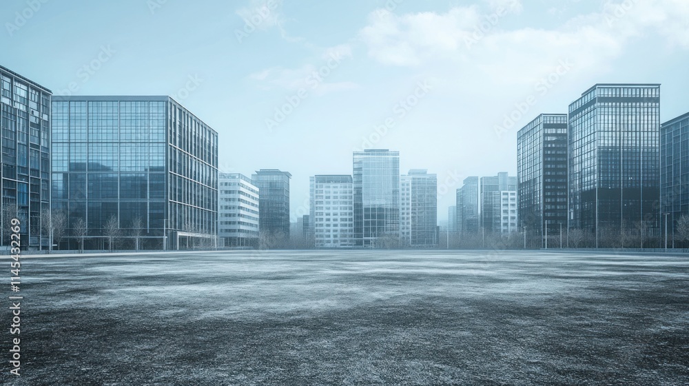 Fototapeta premium Modern Cityscape: A Serene Winter Morning