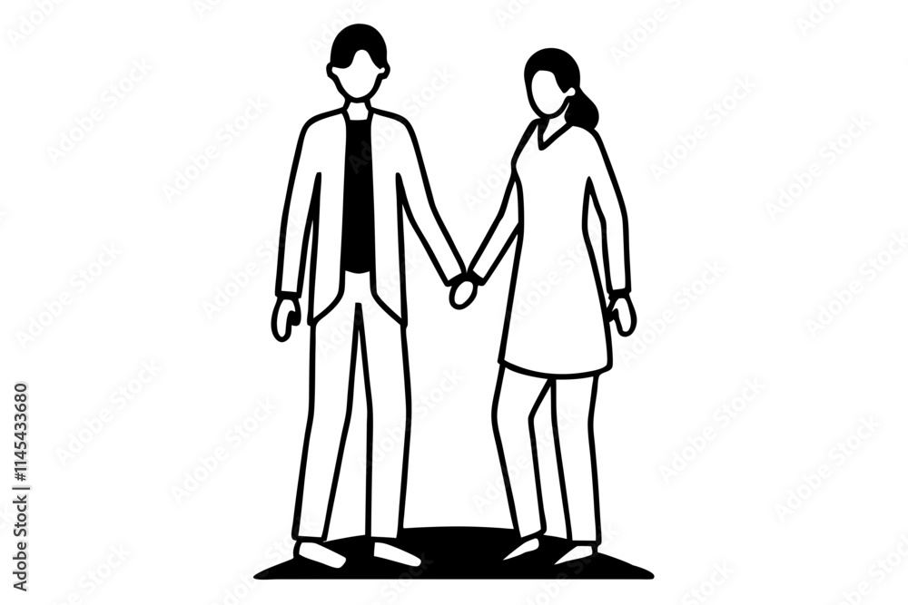 A couple holding hands flat vector style silhouette illustration on white background 07 A couple holding hands flat vector style silhouette illustration on white background 07