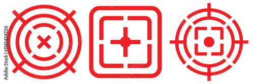 Target vector icon illustration. Set of target icon. Crosshairs icon set. Bullseye symbol collection. Target simple icon. Gun Sight Crosshairs Bullseye. sniper rifle target. Focus target . 