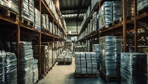 Wallpaper Mural Industrial Warehouse Storage with Pallets and Boxes Torontodigital.ca