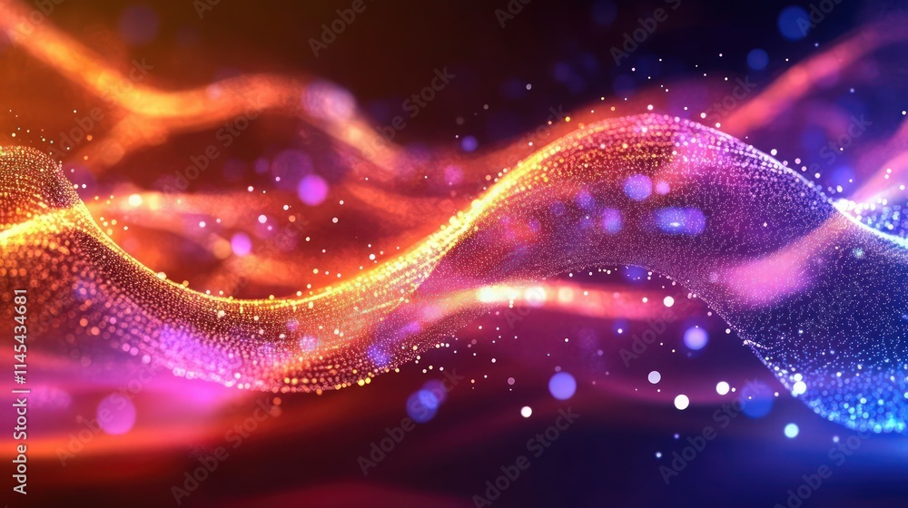 Vector wave particles background - 3D illuminated digital wave of glowing particles. Futuristic and technology vector illustration, HUD modern element Vector wave particles background - 3D illuminated digital wave of glowing particles. Futuristic and technology vector illustration, HUD modern element