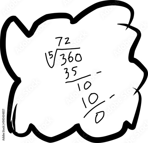 card with face mathematic, mathematical symbols. Multilevel division is a mathematical method for dividing large numbers by smaller numbers. The tiered division is also known as porogapit.