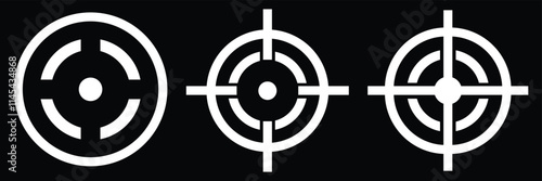 Target icons set. Gun target, focus, crosshair, reticle, viewfinder. Target destination flat and line style. Focus cursor bull eye mark collection. Vector illustration