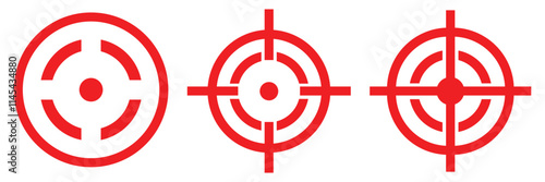 Target vector icon illustration. Set of target icon. Crosshairs icon set. Bullseye symbol collection. Target simple icon. Gun Sight Crosshairs Bullseye. sniper rifle target. Focus target . 