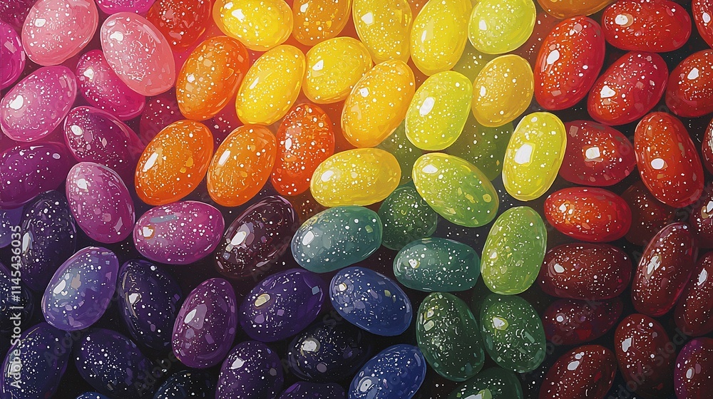 Colorful jelly beans arranged in rainbow pattern. Colorful jelly beans arranged in rainbow pattern.