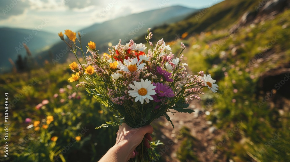 Obraz premium Wildflower Bouquet in Mountain Meadow