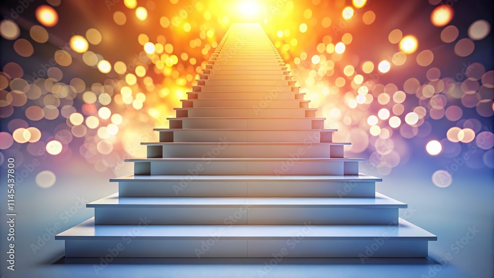 Obraz premium Blank Stairs Success Bokeh 3D Studio