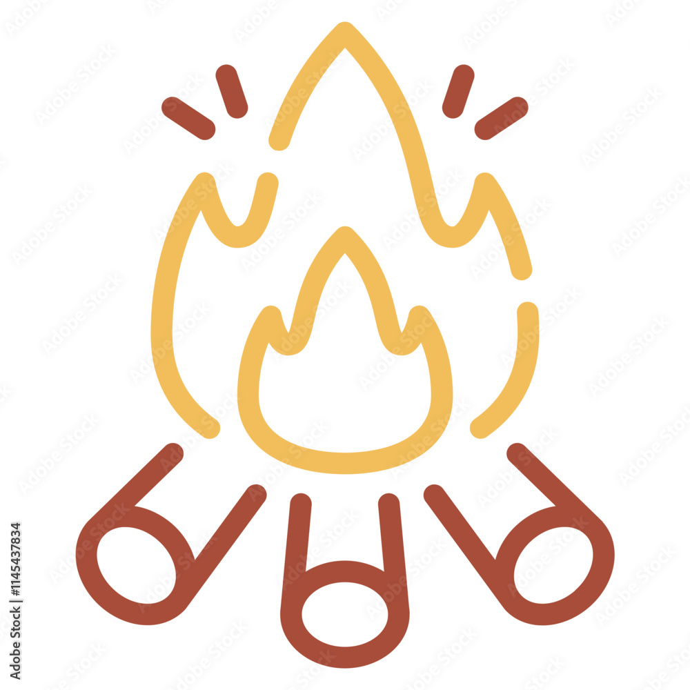 Stylized Campfire Icon for Outdoor Activities