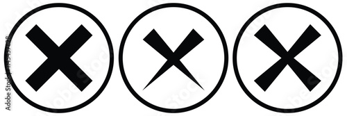 cancel x vector icon. Wrong icons. Abstract hand-drawn NO button for checkbox voting.  photo