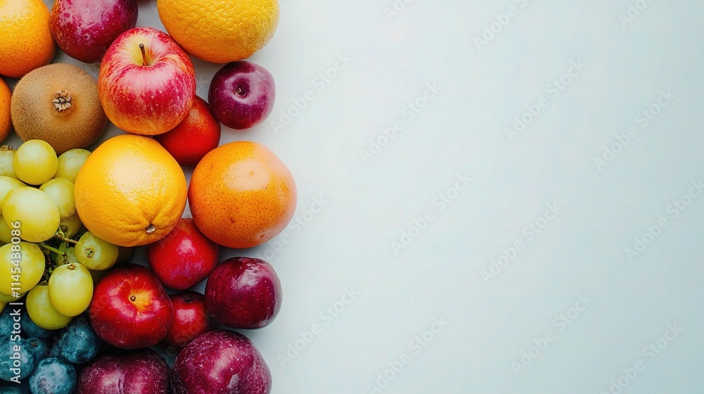 Assorted Mixed Fruits Arrangement on Clean White Background Assorted Mixed Fruits Arrangement on Clean White Background