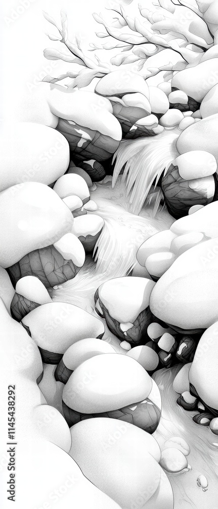 Fototapeta premium Serene Winter Stream.