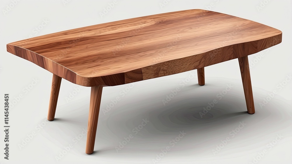 An isolated detail of a wooden coffee table against a clear backdrop An isolated detail of a wooden coffee table against a clear backdrop