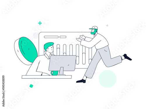 Marketing planning business characters flat vector concept operation hand drawn illustration
