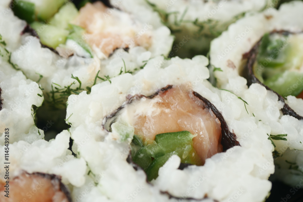 Indulge in a Delicious Assorted Sushi Platter featuring fresh Salmon and delightful Veggie Rolls Indulge in a Delicious Assorted Sushi Platter featuring fresh Salmon and delightful Veggie Rolls