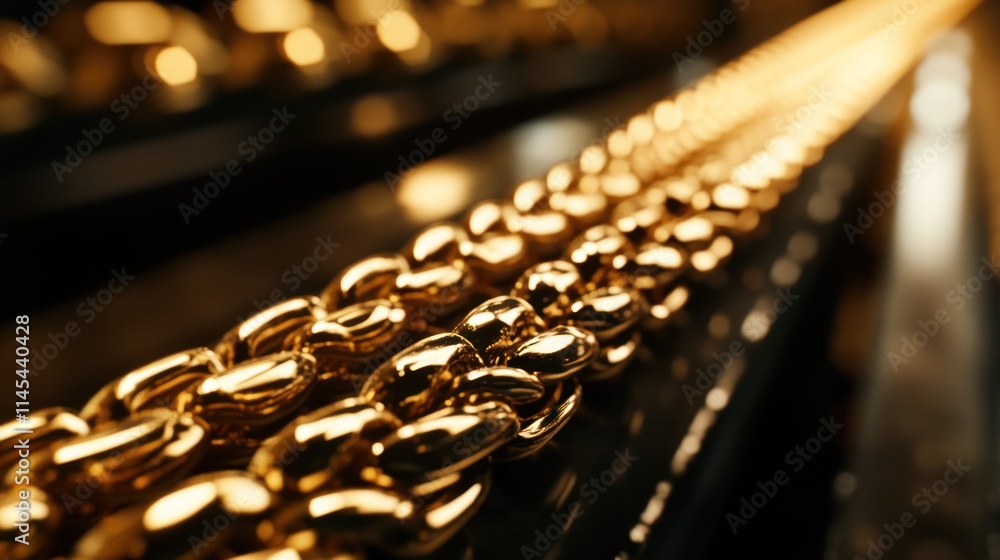 Gleaming gold chains close-up. Gleaming gold chains close-up.