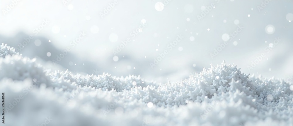 Falling Snowflakes on White Background - Winter Wonderland Scene Falling Snowflakes on White Background - Winter Wonderland Scene