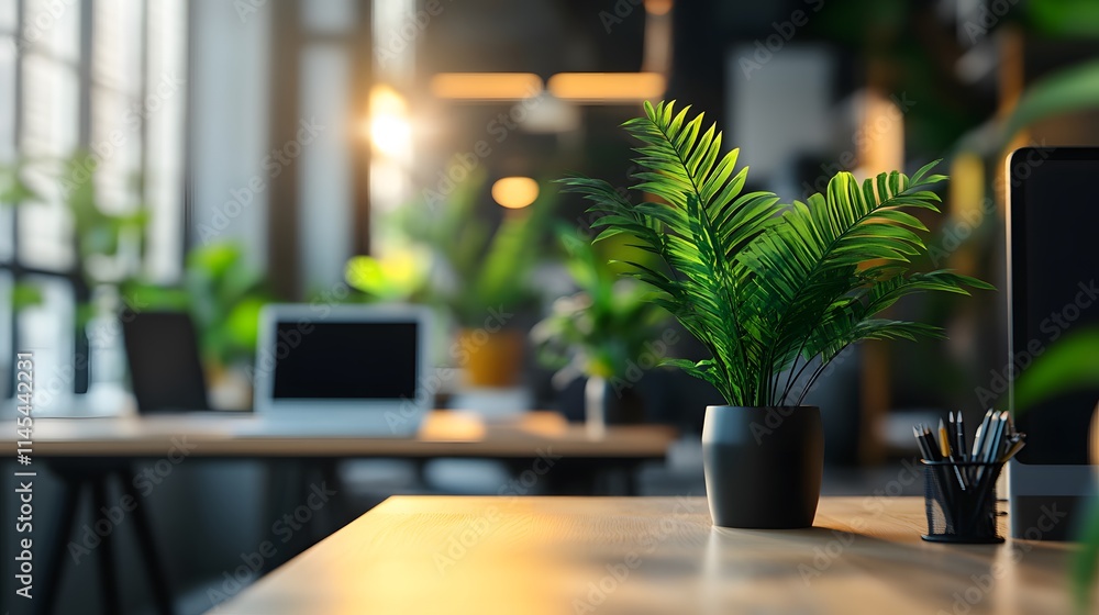 Modern corporate environment with lively AI generated illustration Modern corporate environment with lively AI generated illustration