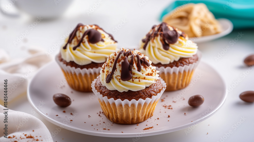 Artisanal homemade dessert with chocolate drizzles on neutral background
Artisanal homemade dessert with chocolate drizzles on neutral background