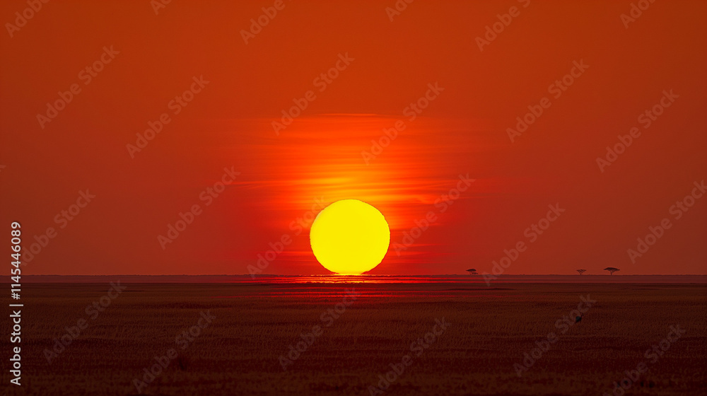 Obraz premium Vivid Sunset Over Water