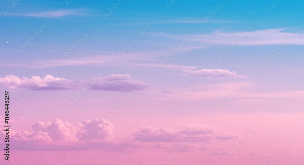Obraz premium Pastel Pink Blue Sunset Sky Cloudscape Background