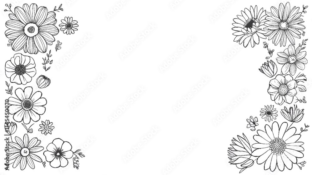 Vector black floral botanical flowers outline. Vector black floral botanical flowers outline.