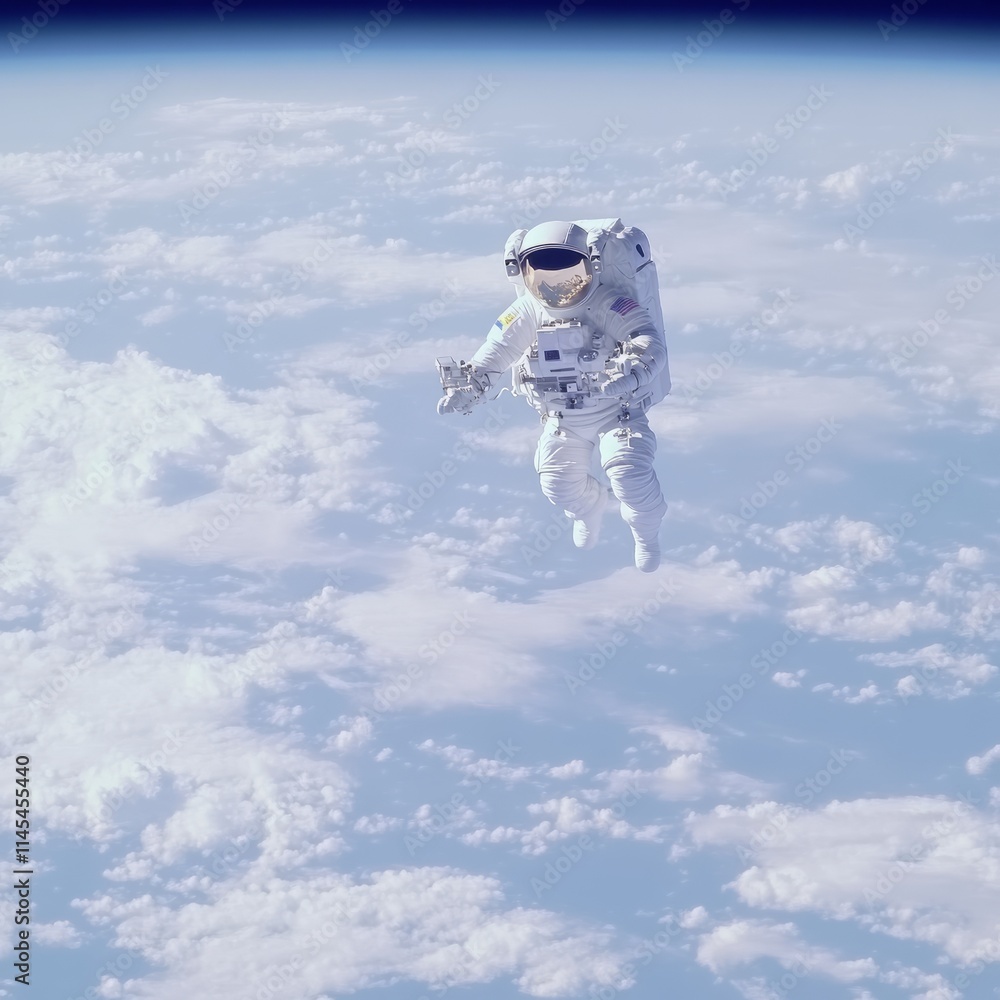 Astronaut Spacewalk Above Earth's Cloudscape Astronaut Spacewalk Above Earth's Cloudscape