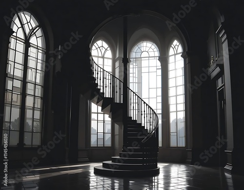 Grand Staircase with Dramatic Lighting