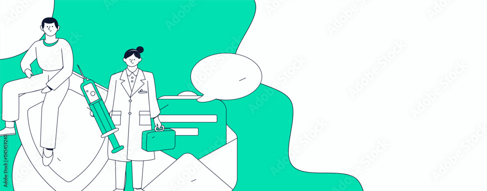 Doctor examines patient flat vector concept operation hand drawn illustration
Doctor examines patient flat vector concept operation hand drawn illustration