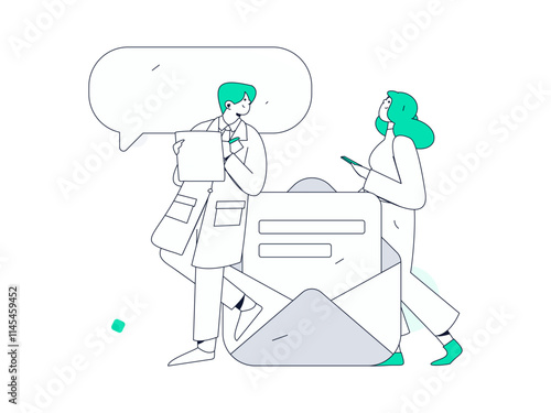 Doctor examines patient flat vector concept operation hand drawn illustration
