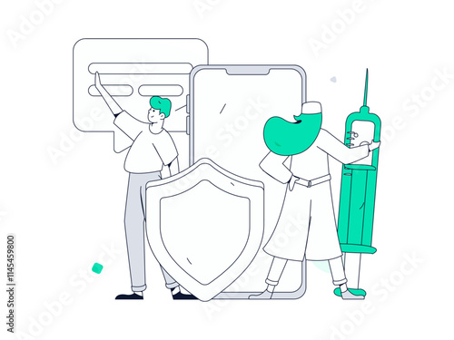 Doctor examines patient flat vector concept operation hand drawn illustration
