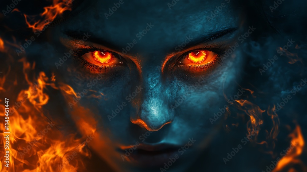 Fiery Enigmatic Woman With Burning Eyes Fiery Enigmatic Woman With Burning Eyes