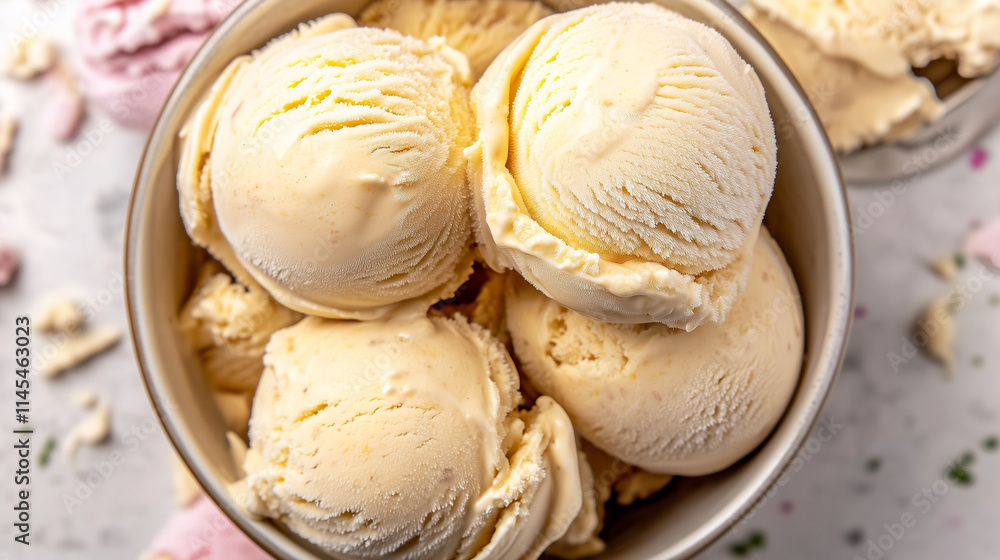 Fototapeta premium Homemade ice cream scoops in a bowl 
