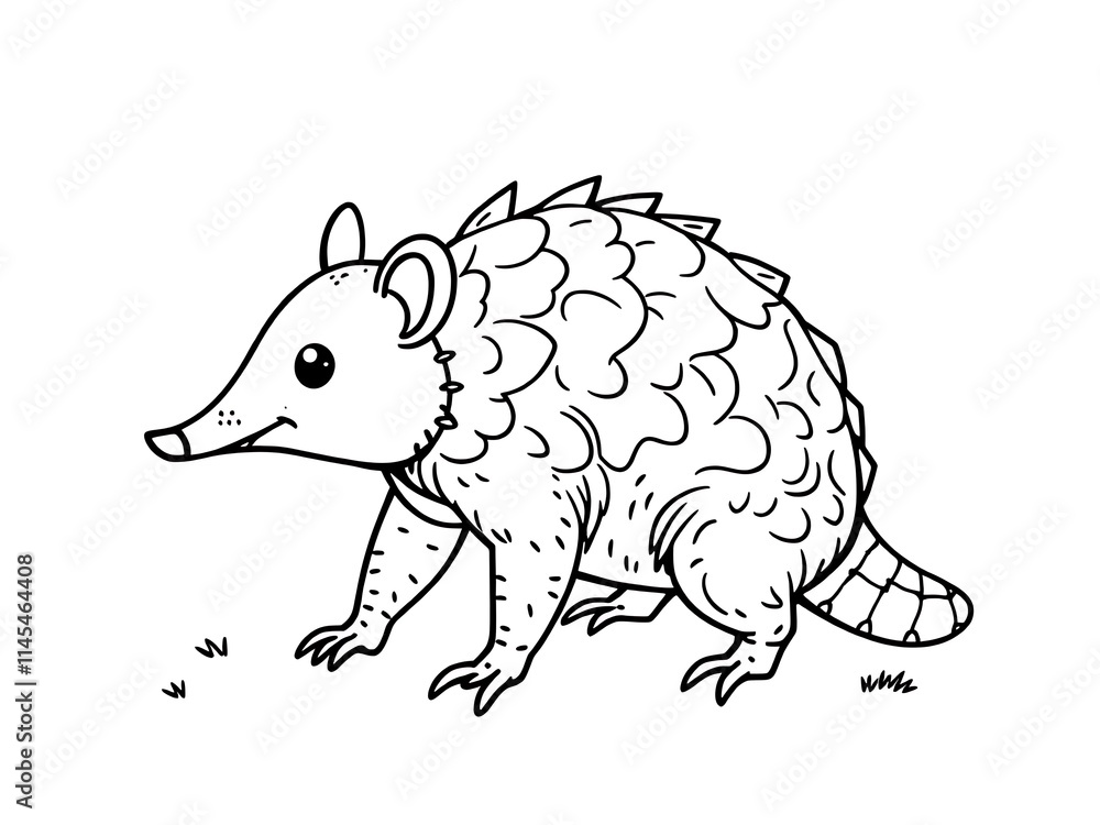Animated armadillo hand drawn sketch style.. AI Generated Animated armadillo hand drawn sketch style.. AI Generated